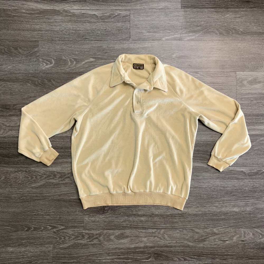 Vintage 70s 80s Sears Sportswear Terry Cotton Polo Shirt Sz. 2XL